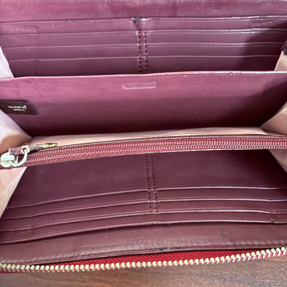 Coach Ashley Pleated Convertible Leather Satchel Mauve with Wallet - Picture 14 of 16